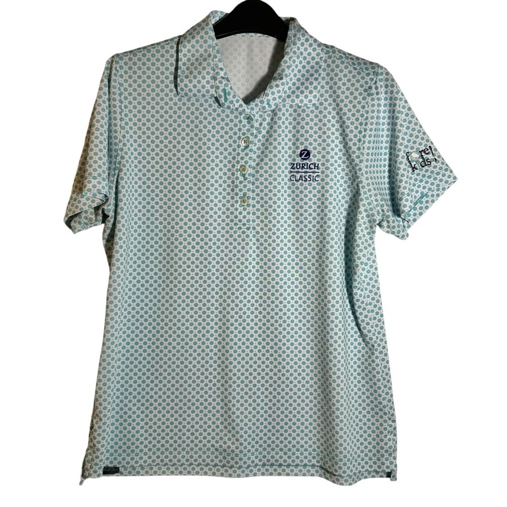 Turtleson Golf Polo Shirt Performance Stretch Athletic Fit Womens L Zurich Logo